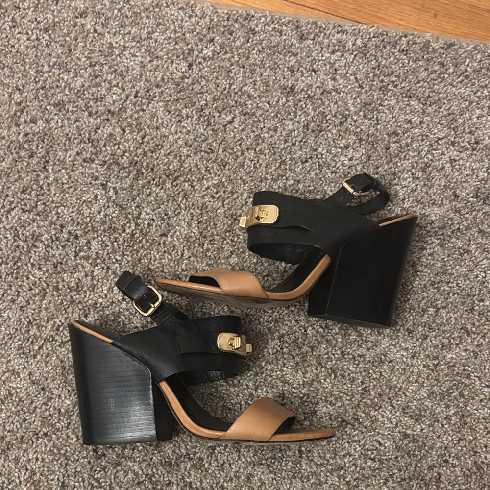 Coach Black and Brown Dennis Turnlock Open Toe Slingback Women's Sandals - Picture 5 of 9